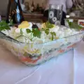 Layered Salad with Smoked Meat and Mushrooms