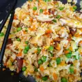 Rice with Vegetables and Shiitake in a Wok
