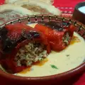 Stuffed Peppers with Mince and Rice in White Sauce