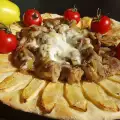 Pork with Mushrooms over Flatbread with Apples