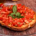 Bruschettas with Tomatoes, Olive Oil and Olives