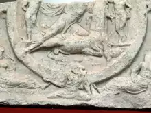 Мраморен релеф на Бог Митра е изложен в Музея за история на София