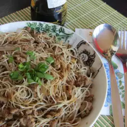 Rice Noodle Stir Fry with Minced Pork