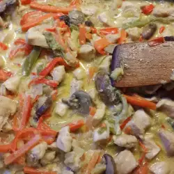 Пиле със зеленчуци и кралски печурки
