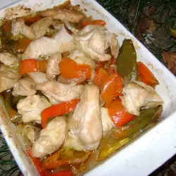 Пилешки филенца със зеленчуци във фурна