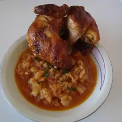 Печеното пиле на баба с прясно зеле