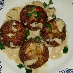 Stuffed Mushroom Caps with Cheese and Processed Cheese