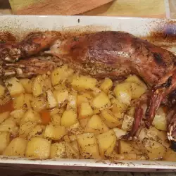 Roasted Rabbit with Stuffing and Potatoes