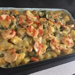 Casserole with Potatoes and Processed Cheese