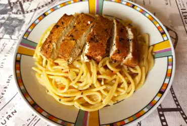 Spaghete cu lămâie cu tofu marinat