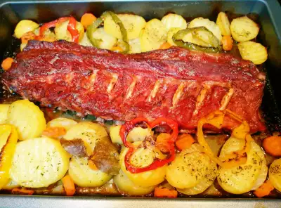 Свиные ребрышки с картошкой в духовке | Recipe