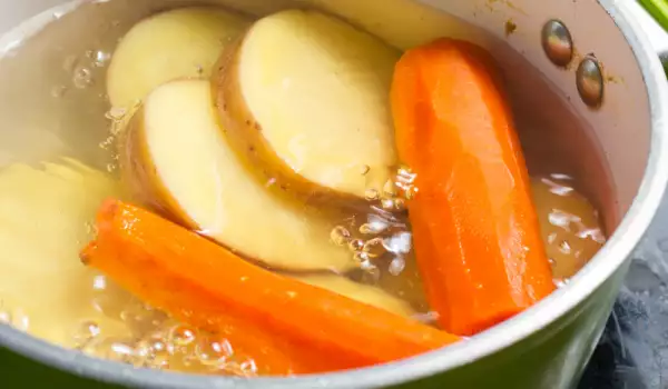 How long are potatoes and carrots boiled for