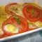 Бърза доматена запеканка с моцарела и пъдпъдъчи яйца