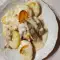 Хек с грибами и картофелем в сливочном соусе