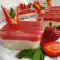 Dairy Pudding with Strawberries, Mint and Whiskey