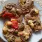 Pork Steaks with Mushrooms, Processed Cheese and Marinade