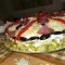 Празнична солена палачинкова торта с домашна руска салата