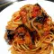Спагети с патладжани в доматен сос