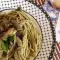 Spaghetti with Mushrooms and Pesto