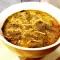 Sopa vegetariana de espinacas, puerros y fideos