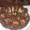 Трицветен кекс с шоколадова глазура