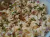 Scrambled Eggs with Feta Cheese, Cottage Cheese and Ham
