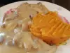 Batatas con gachas de champiñones en Instant Pot