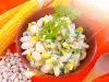 Бобена салата с царевица и млечна майонеза