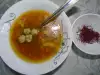 Бистра супа топчета със зеленчуци и шафран