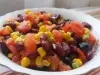 Зимна салата с червен боб, царевица и домати