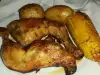 Мариновани пилешки бутчета с бейби картофки на фурна