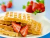 Golden Waffles with Fruits and Ice Cream