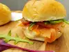 Cold Sandwiches with Salmon and Homemade Bread Rolls