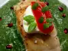 Sea Bass Fillet with Spinach Sauce and Cream