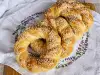Pretzel Wreaths with White Cheese and Sesame Seeds