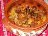 New Year`s Clay Pot Dish with 2 Kinds of Meat and Sausage