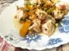 Пилешки хапки със зеленчуци на тиган