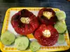 Stuffed Red Bell Peppers with Eggs and White Cheese