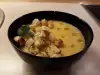 Крем супа от картофи, праз с крутони