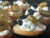 Crostini with blueberries and jalapeno peppers