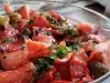 Салат с помидорами, перцем и баклажанами