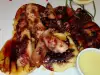 Октопод на скара с грилована ябълка и сладко от горски ягоди