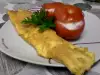 A La Minute Omelette with Stuffed Tomatoes