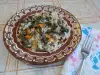 Постный рис с грибами и шпинатом в духовке