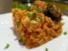 Reis mit Sauerkraut, geräuchertem Speck und Würstchen