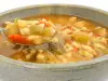 Рибена супа с тиквички, ориз и къри