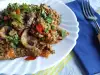 Reis mit Pilzen, Spinat und Paprika