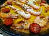 Paella cu creveți și chorizo