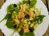 Salată de bulgur cu baby spanac și pește pălămidă