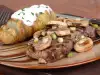 Steak with Mushrooms and Potatoes in the Oven